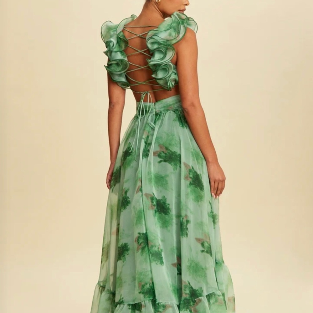 Edite Mode Sage Backless Maxi Dress